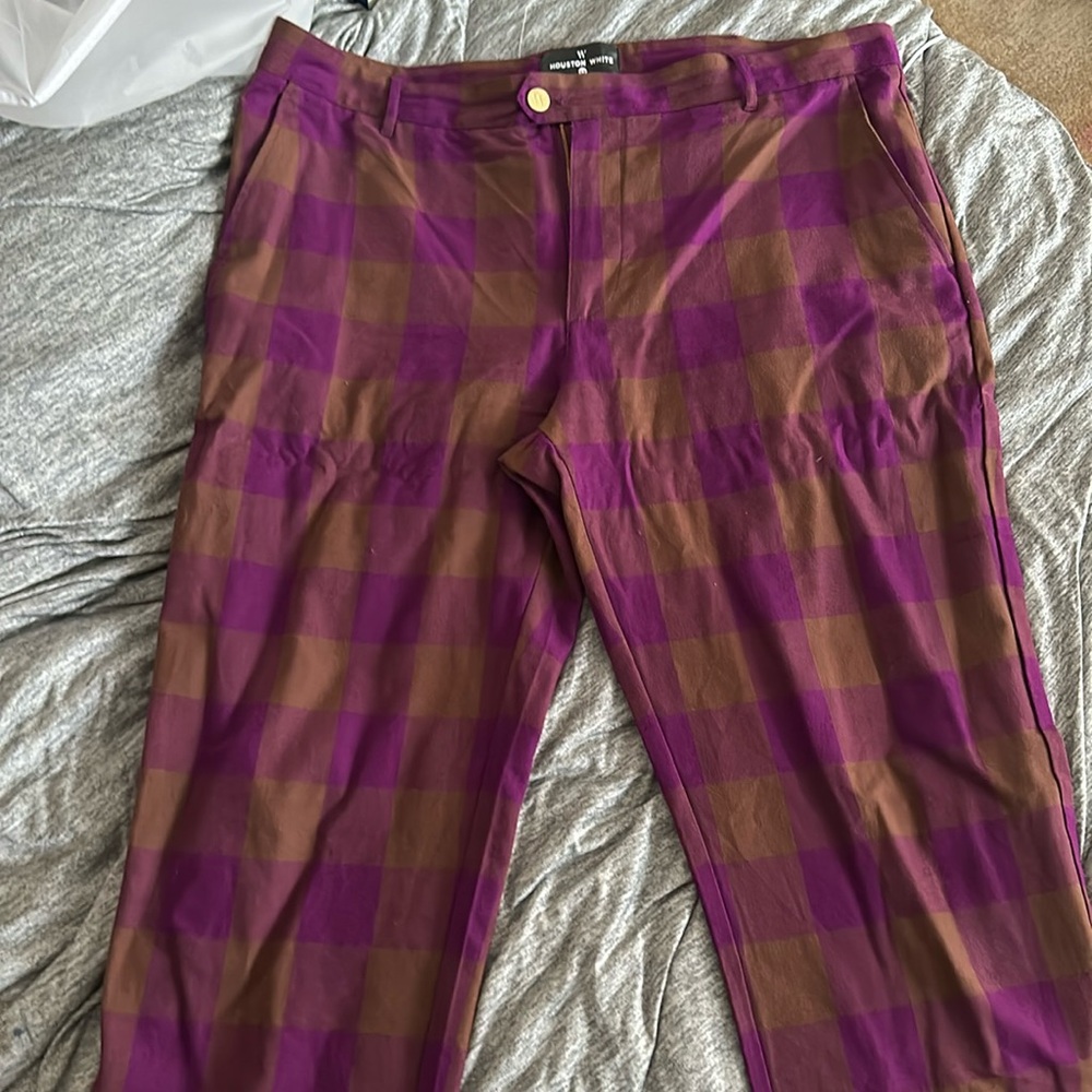 Men’s Houston White plaid trousers size 42x36